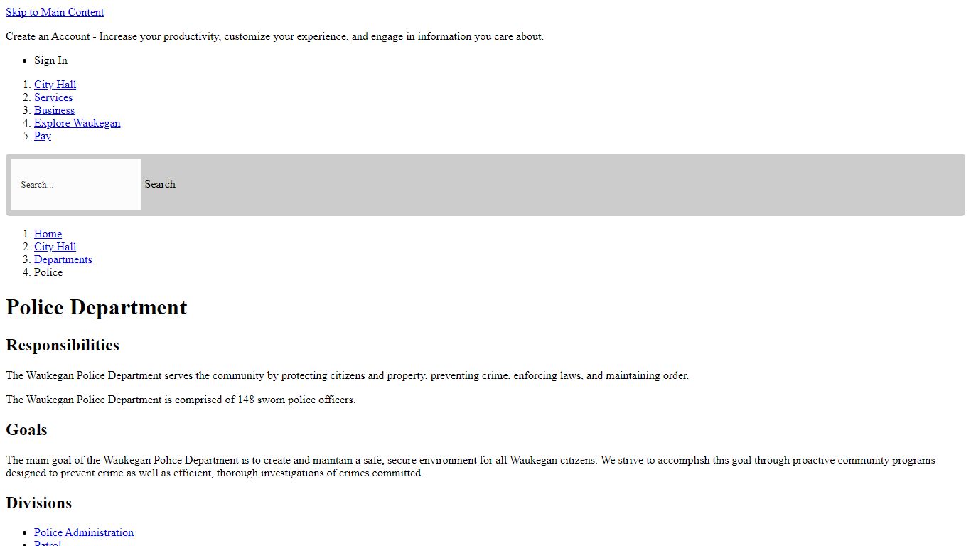 Police Department | Waukegan, IL - Official Website